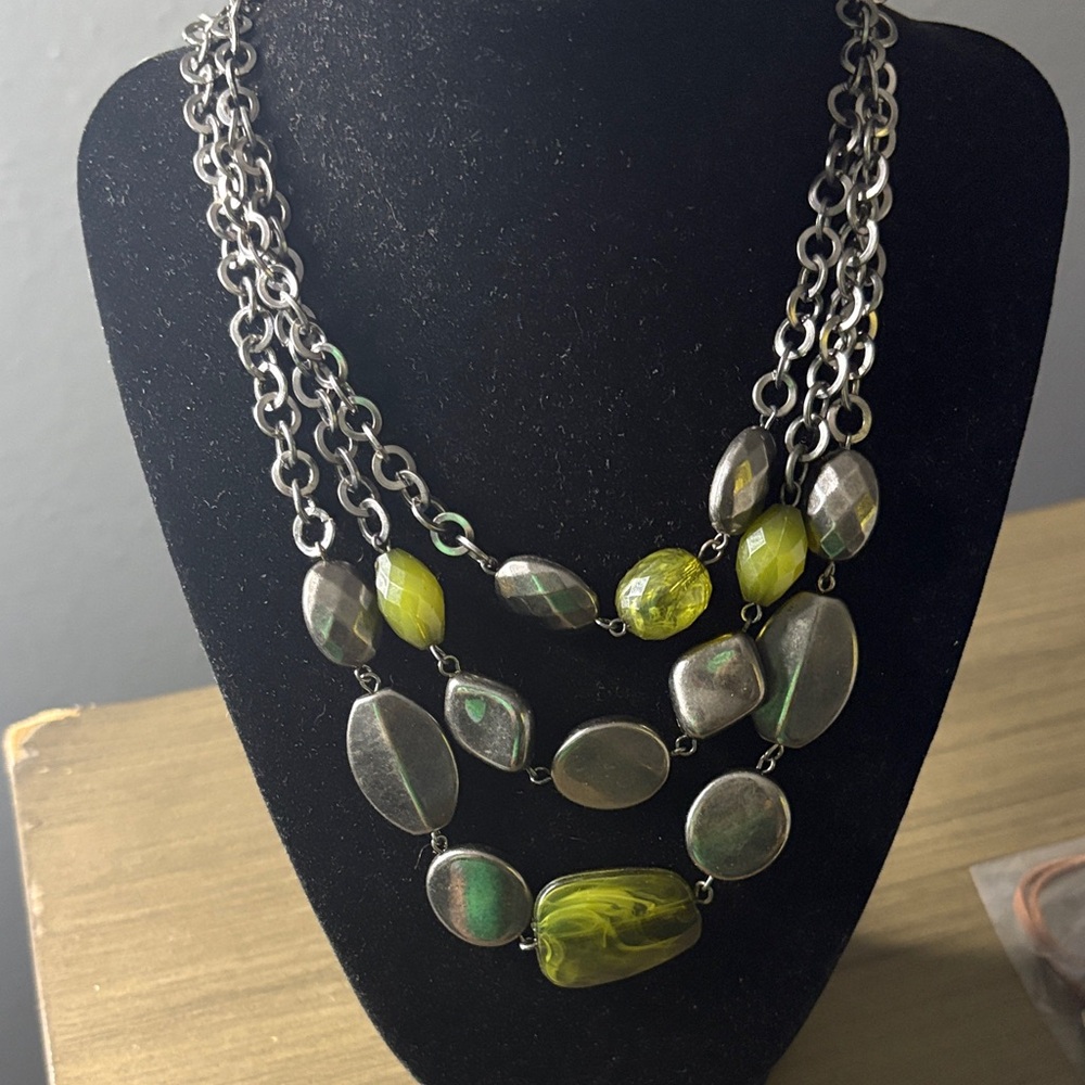 Multi-Strand Green Bead Statement Necklace - Women Jewelry